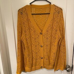 Elegant Mustard Knit Cardigan